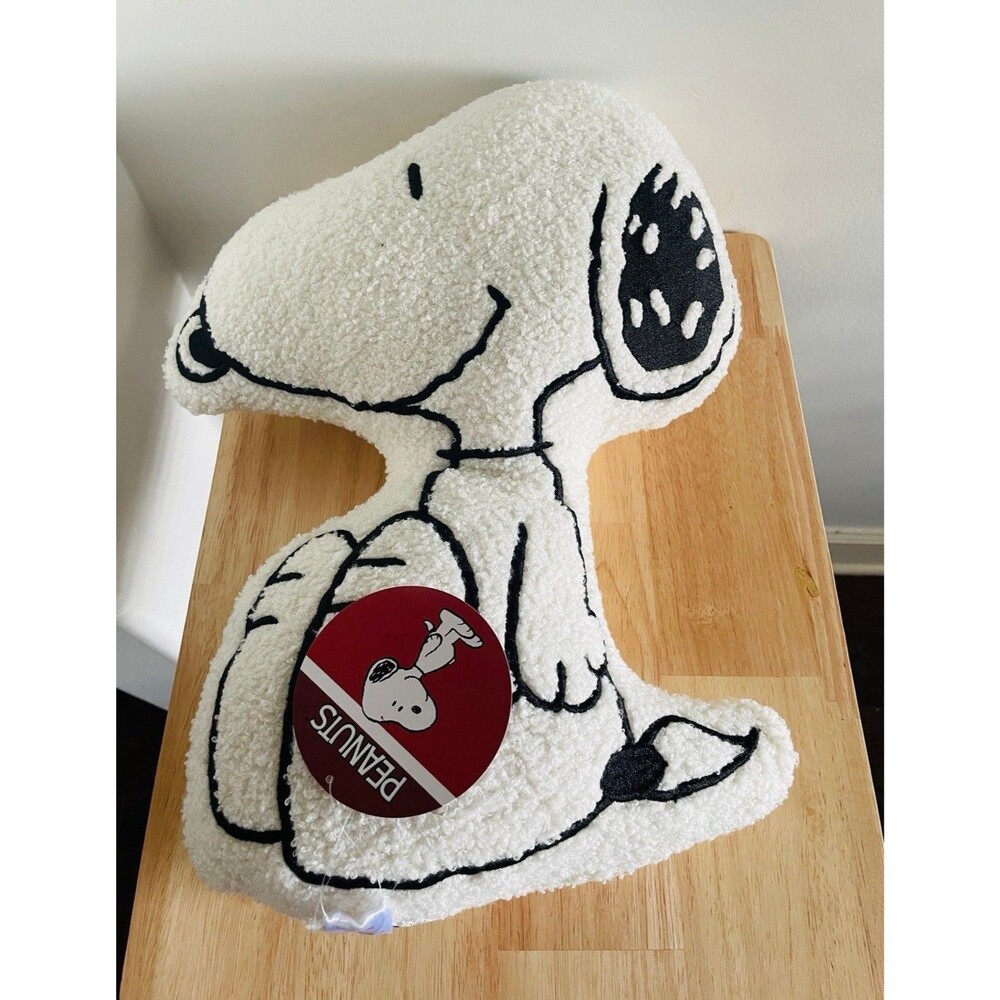 Peanuts Snoopy Sitting Shaped Decorative Pillow Sherpa Throw Cushion NWT